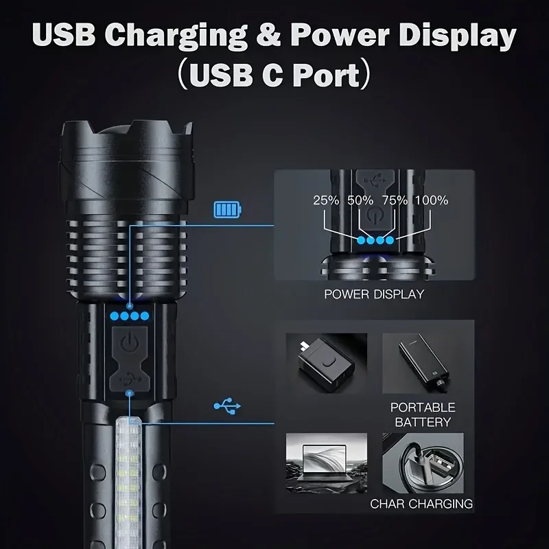 Powerful LED Flashlight Batter - огляд і ціна Outdoor Power Usb